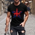 thumbnail image 2 of Mens Casual Manga Corta Botón Abajo Camisetas Estados Unidos Bandera Impresión Cuello Redondo Suéter Camiseta, Poliéster Casual Uso Diario para Hombres, 2 of 5