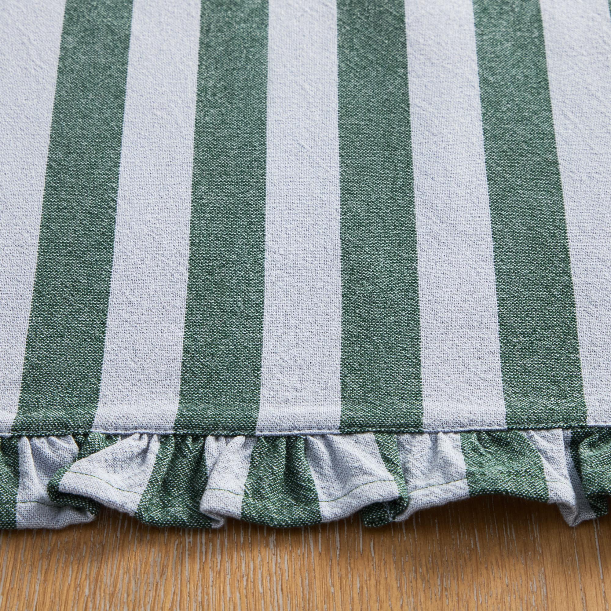 Beautiful Ruffle Stripe Fabric Placemat by Drew Barrymore, Cornflower Blue/Thyme Green, 20"W x 14"L