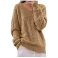thumbnail image 2 of Weiqiqre Womens Sweaters Winter Vintage Cable Warm Long Sleeve Knit Pullover Tops, 2 of 6