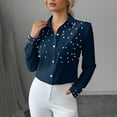 thumbnail image 5 of NTACZA Tops for Women Trendy Elegant Business Pearl Blouse Button Down Office Work Womens Shirts XL, 5 of 6