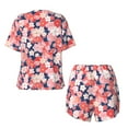 thumbnail image 6 of "Wukai Japanese Cherry Blossoms Women's Pajama Set - Short-Sleeve Top and Shorts with Elastic Waistband and Pockets for Loungewear, Yoga, and Casual Wear-X-Large, 6 of 8