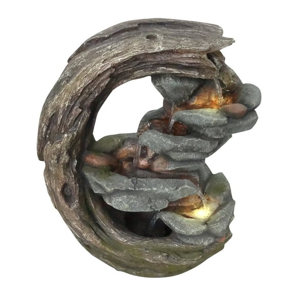 Alpine Corporation Curved Trunk and Stone Fountain