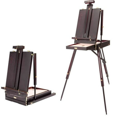 SoHo Urban Artist French Art Easel & Sketchbox Storage Drawer -30% LIGHTER THAN OTHER EASELS Perfect for Plein Air Painting, Drawing & Sketching- Rich Mahogany Finish  (Folds Down 21