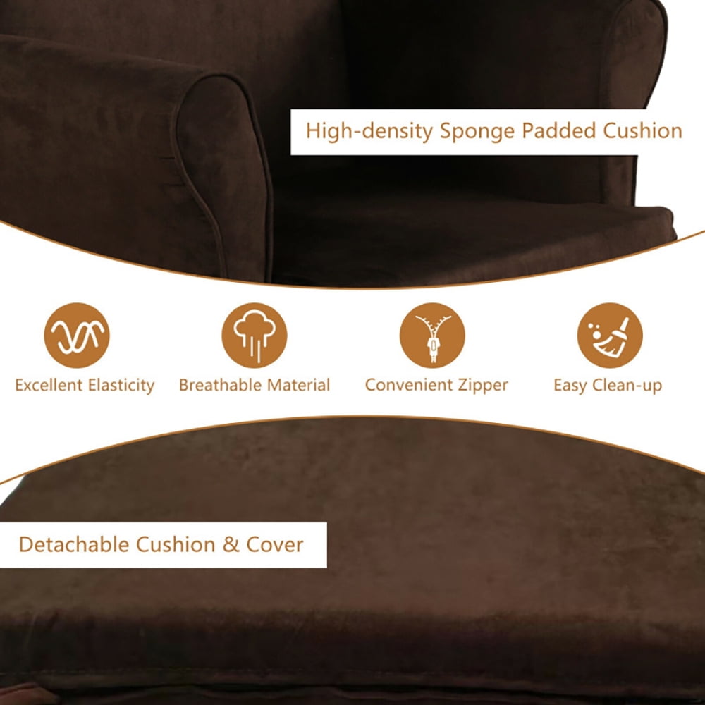 Finihen Glider and Ottoman Cushion Set, Wooden Rocking Nursery Chair, Baby Nursery Relax Rocker Rocking Chair Glider and Ottoman Cushion Set, for Napping, Nursing, Reading, Brown Finihen Glider and Ottoman Cushion Set, Wooden Rocking Nursery Chair, Baby Nursery Relax Rocker Rocking Chair Glider and Ottoman Cushion Set, for Napping, Nursing, Reading, Brown