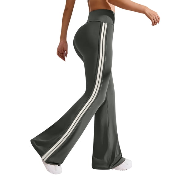 Cutuoiiu Women's High Waisted Flare Pants Side Stripe Design Casual Trousers for Daily Active Wear Gifts