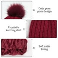 thumbnail image 5 of Loritta 2 Packs Womens Satin Silk Lined Beanie Knit Hat Woman Winter Hat with Pom Black and Red, 5 of 6