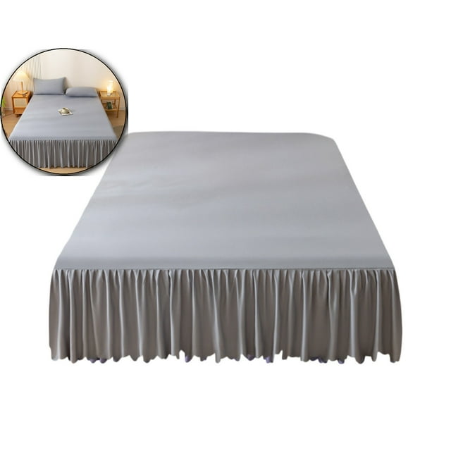 Dvruxg Bed Skirt 78.7"x59" - Washed Cotton Polyester Ruffled Fitted Bed Skirt with Non-Slip Elastic, Dust-Proof Mattress Protector(Gray)