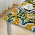 thumbnail image 5 of HAOXIT  Fitted Square Tablecloth, Swirling Botanical Inspired Motif Repetition, All Elastic Fabric Table Cover 40*40, 5 of 8