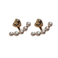 thumbnail image 2 of harmtty 1 Pair Stud Earrings Elegant Temperament Bright Luster Decorative All-match Jewelry Gift Multi-wear Fashion Women Love Heart Faux Pearl Ear Studs for Daily Wear, 2 of 7