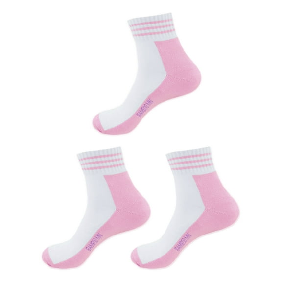 Women's Breathable Cotton Anklet Socks w/ Extra Thick Solid Bottom, Lavender - 3prs