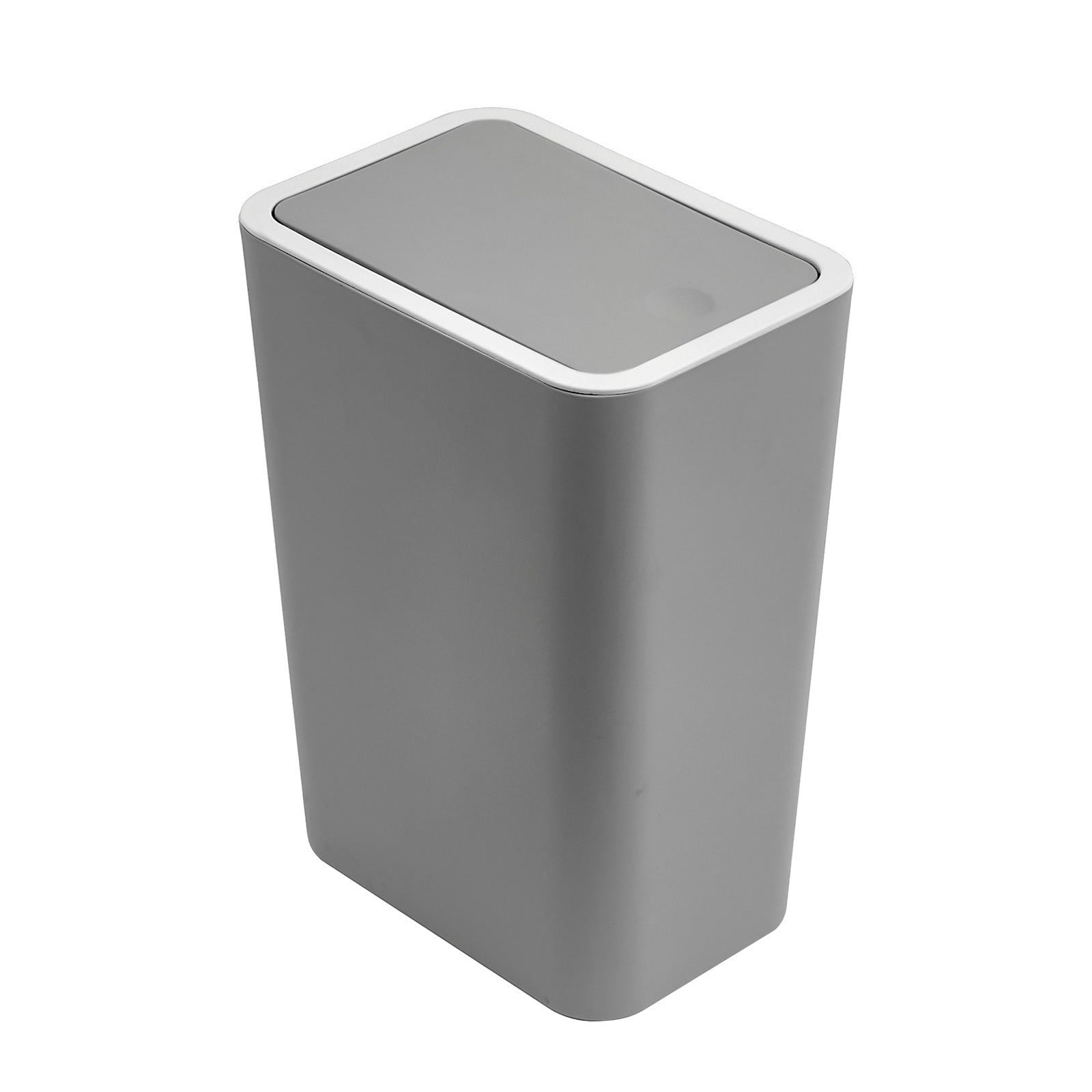 KITTEHIGM Bathroom Trash Can Small Bathroom Trash Can with Press Lid Plastic Wastebasket with Press-to-Open Lid for Toilet Office Bedroom Living Room Space-Saving Garbage Bin for Home Use