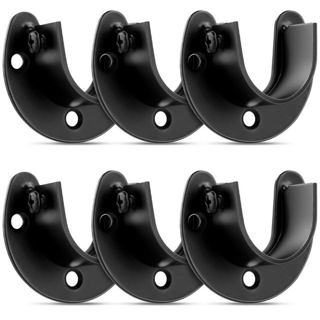 Soporte para barra de armario, 6 unidades de soporte para barra de armario de acero inoxidable, soporte para barra de cortina en forma de U para barra de cortina de ventana de ducha de armario, 1 pulg