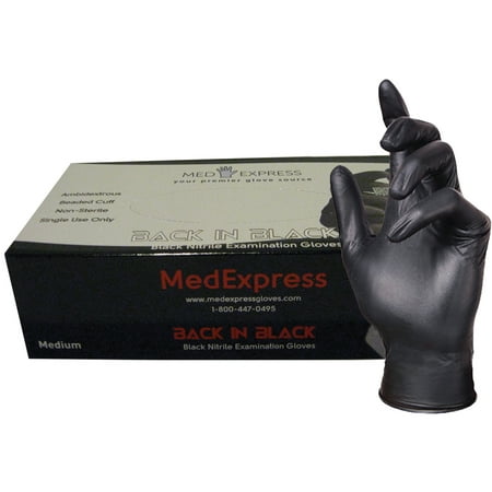 Back In Black Medical Grade Nitrile Disposable Gloves N-BPF-400-L-BX, Black (Pack of (Best Black Nitrile Gloves)