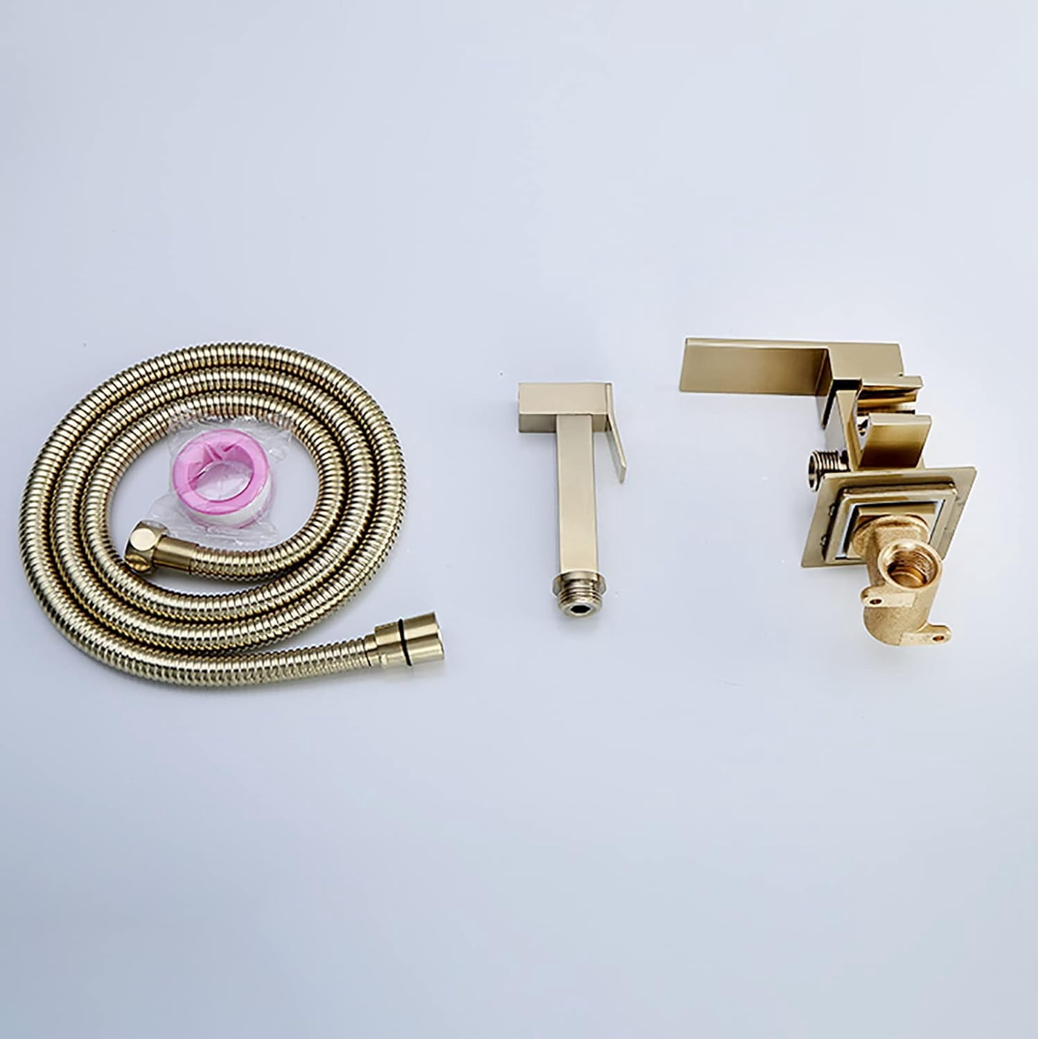 Handheld Bidet Sprayer for Toilet, Brushed Gold Wall Mounted Bathroom Cloth Diaper Sprayer Set with Cold and Hot Water, Brass Toilet Bidet Sprayer Kit for Bathing Pets, Feminine Hygiene