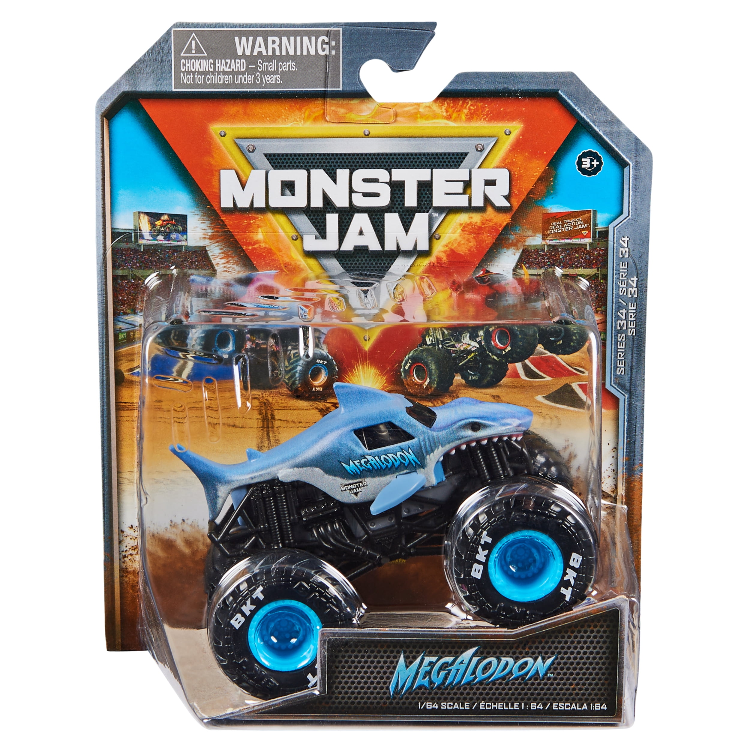 Monster Jam, Official Megalodon Monster Truck, Die-Cast Vehicle, 1:64 Scale, Kids Toys for Boys Ages 3 and up