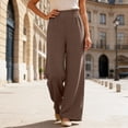 thumbnail image 2 of Arlun Casual Wide Leg Palazzo Pants for Women Loose Fit Straight Leg Trousers with Pockets Lace Elastic High Waisted Pleated Trim Detail Comfortable Flowy Bottoms Coffee XL, 2 of 5