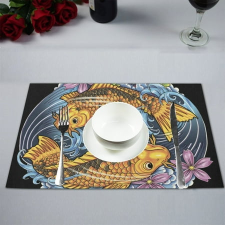 

MYPOP Koi Artist Kitchen Table Mat Placemats for Dining Table 12x18 inches