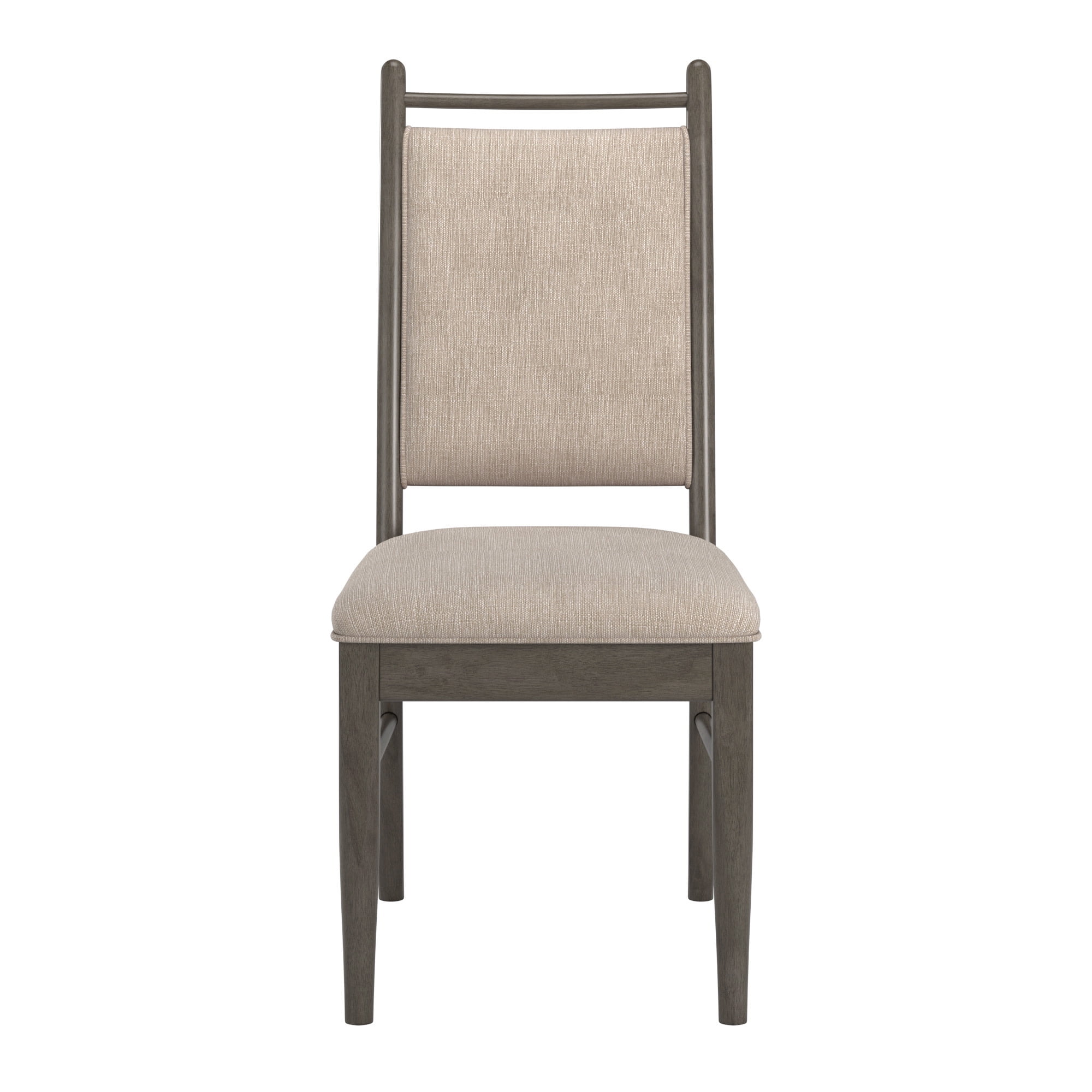 Weston Home Alta Wood Finish Beige Fabric Dining Chair, Set of 2, Gray