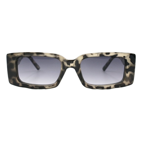 Womens Fashion Sunglasses Rectangular Ridged Frame UV 400 Beige Tort, Smoke