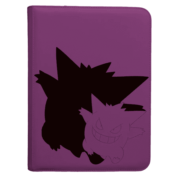 Ultra PRO - Elite Gengar 9-Pocket Zippered PRO-BINDER® for Pokémon, Padded Leatherette Trading Card Album with Side-Loading Sleeves, Holds 360 Cards, Premium Foil Detailing & Acid-Free Protection