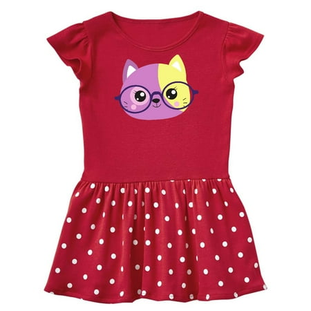 

Inktastic Hipster Cat Cat With Glasses Purple Cat Gift Baby Girl Dress