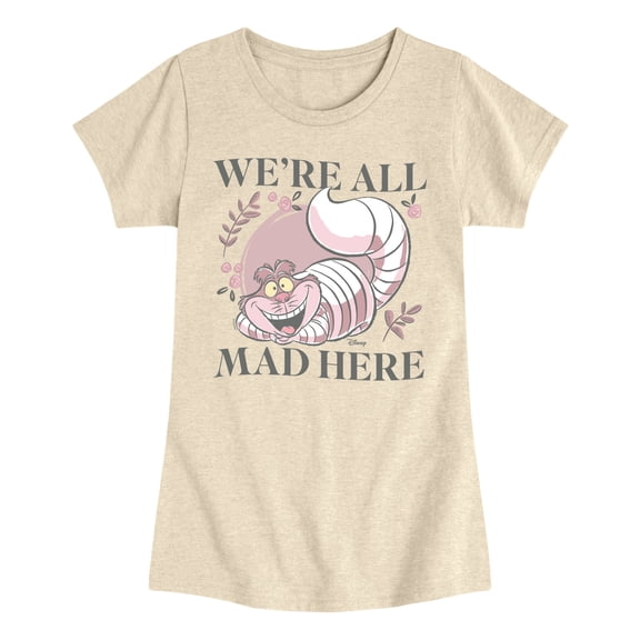 Alice in Wonderland - We're All Mad Here - Youth Girls Fitted Short Sleeve T-Shirt
