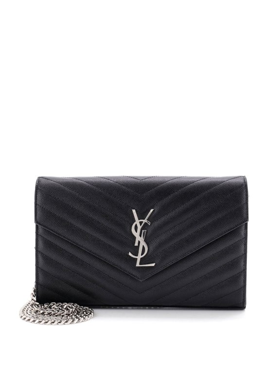 Pre-Owned Classic Monogram Wallet on Chain Matelasse Chevron Leather Medium By Rebag