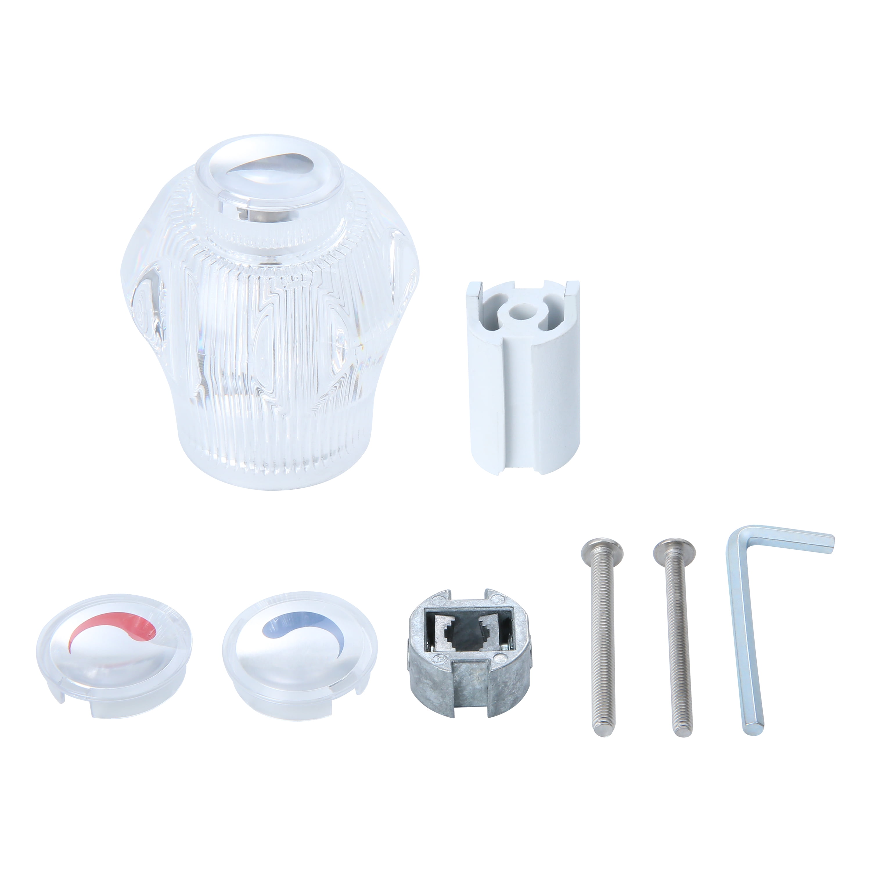 Mainstays Universal Acrylic Faucet Replacement Knob with Hot and Cold Indicators, 1 pack, Clear