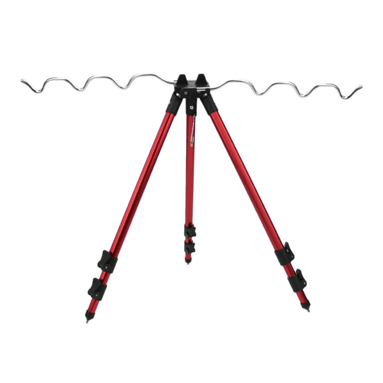 Tomshoo Fishing Rods Tripod Stand Telescopic Aluminum Alloy Fishing Rod Holder, Size: One size, Red