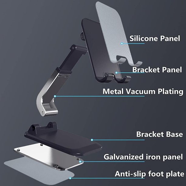 Soporte para teléfono celular para escritorio Soporte para teléfono de escritorio plegable ajustable Soporte perezoso universal plegable Compatible con teléfonos, accesorios de oficina (1p LingWen 8390614640504