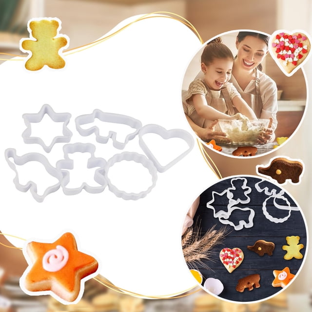 Oleegame 1PC Cookie Mold 6pcs Diy Decorative Creative Plastic Baking Cake Mould White