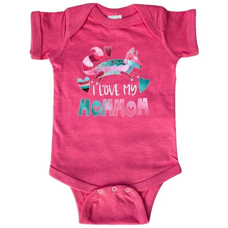 

Inktastic I Love My MomMom Pink and Blue Fox with Hearts Gift Baby Boy or Baby Girl Bodysuit