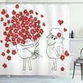 thumbnail image 1 of Ambesonne Valentine Shower Curtain, Lover Goats Hearts, 69"Wx70"L, Red White, 1 of 3