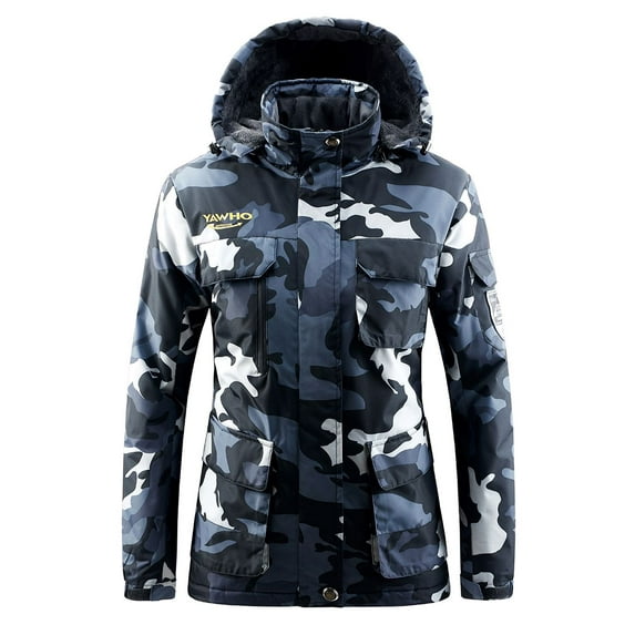 Women's Ski Winter Coat Mountain Windproof Waterproof Rain Snowboarding Jackets Fleece Warm Snow Hooded Coat