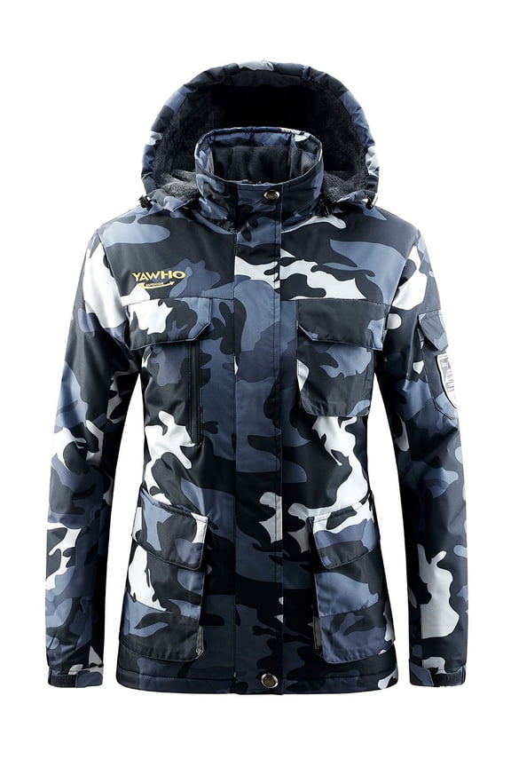 Women's Ski Winter Jacket Mountain Windproof Waterproof Rain Snowboarding Jackets Fleece Warm Snow Hooded Coat