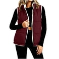thumbnail image 4 of DISKEBUISS Women's Sherpa Lined Puffer Vest Stand Collar Full Zip Quilted Gilet with Pockets for Fall Winter, 4 of 8