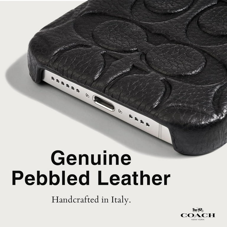 Coach Genuine Debossed Pebbled Leather iPhone 15/14/13 Case, Black