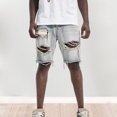 thumbnail image 3 of Joernso Men Summer Distressed Denim Shorts Button Zipper Fly Multi Pockets Short Jeans Straight Fit Ripped Holes Knee Length Distressed Denim Shorts, 3 of 7