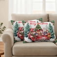 thumbnail image 2 of Christmas Trees Outdoor Waterproof Pillow Covers, Red Truck Xmas Winter Green Forest Decorative Rectangle Throw Pillowcase Sofa Cushion Sham for Patio/Couch/Chair, 20"x12" 2 Pack, 2 of 8