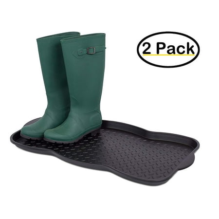 Internet's Best Multi-Purpose Boot & Shoe Tray | 2 Qty | 29.75 x 15 Round | Protects Floors from Water and Dirt | Waterproof for All Weather Indoor or Outdoor Use | Pet Bowl