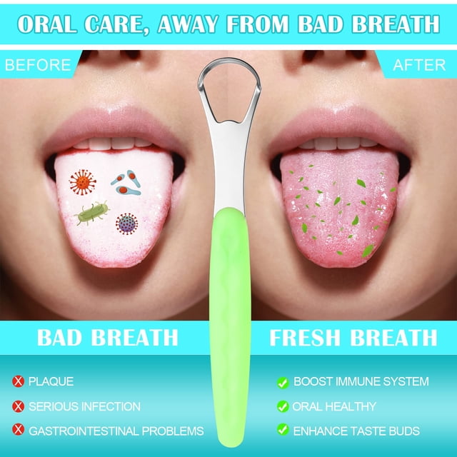 relayinert Rustproof Tongue Scraper With Storage Case Portable And Safe Ingredients Non Deformable 2pcs 1Set