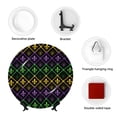 thumbnail image 4 of Daiia Mardi Gra Geometric Printed Pattern Ceramic Plate Dinner Plates Bone China Decorative Plates with Display Stand Art Ceramic Ornaments for Wall Hanging Decoration-6in, 4 of 6