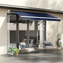 Outsunny 10' x 8' Blue Manually Retractable Patio Awning, UV Resistant