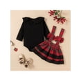 thumbnail image 3 of Baby Girl Christmas Plaid Outfit Long Sleeve Ruffle Romper Tops Suspender Skirt Overall Dress, 3 of 9
