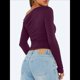 thumbnail image 5 of Blusa Informal de Larga con Cuello y Hombros Descubiertos para Mujer, Ajustada, para Salir, Estilo Y2K Rojo Púrpura L, 5 of 7