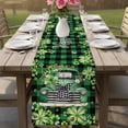 thumbnail image 4 of St. Patrick's Day Table Runner - 108 Inch Long Spring Green Truck Clovers Flowers Plaid Cotton and Linen Blended Dress Scarves Farmhouse Table Runner for Kitchen Dining, Coffee Table, 13" x 108", 4 of 8