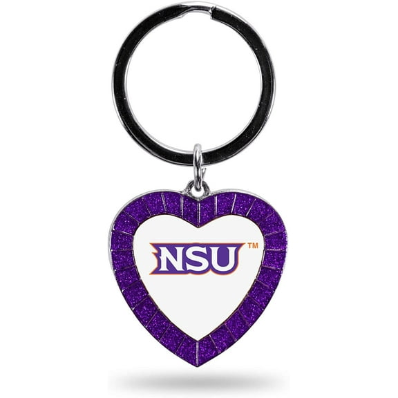 Northwestern State University Demons Keychain Rhinestone Heart Colored 3 Inch