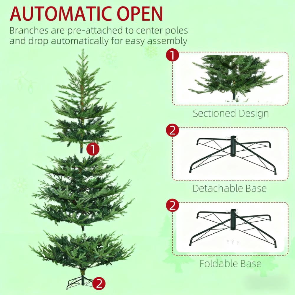 7.5ft Lush Nordic Pine Christmas Tree 1218 Tips Wide Shape Flame Retardant Indoor Holiday Decor