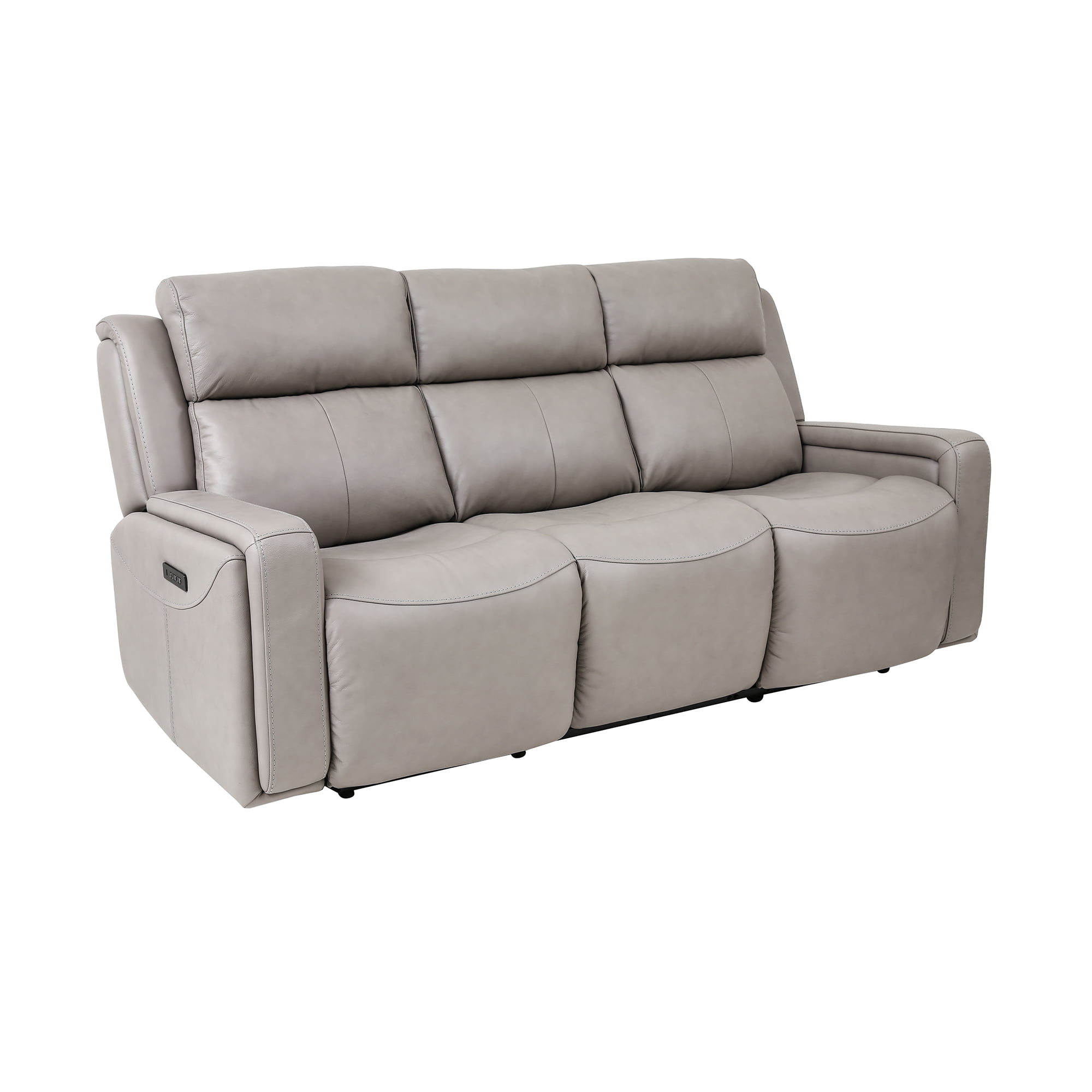 Claude Dual Power Headrest and Lumbar Support Reclining Sofa in Light Grey Genuine Leather