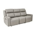 thumbnail image 5 of Claude Dual Power Headrest and Lumbar Support Reclining Sofa in Light Grey Genuine Leather, 5 of 13